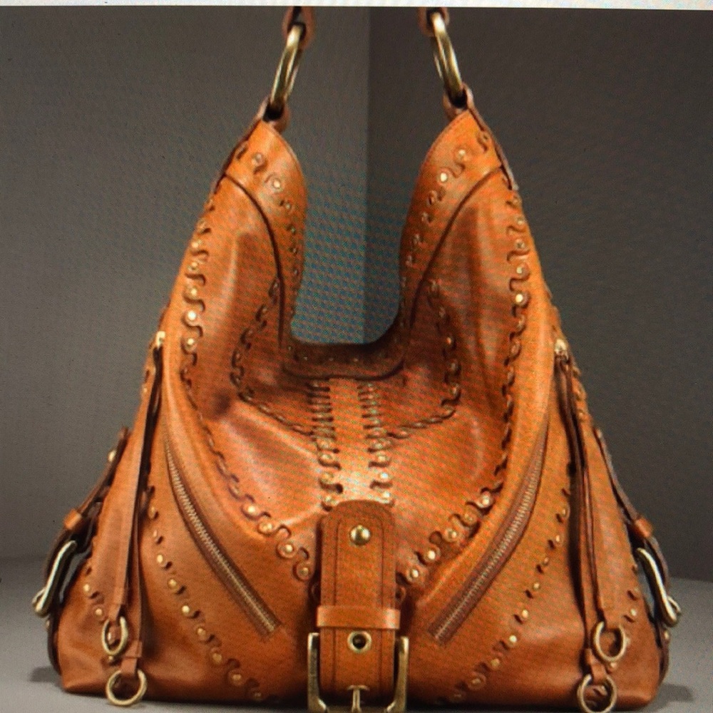 Isabella Fiore Carina Studded Leather Hobo Bag